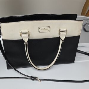 kate spade Black and Cream Two-Tone Satchel with Gold Hardware